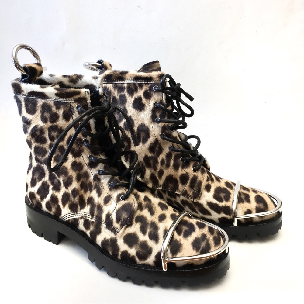 Alexander Wang Lyndon Leopard Print Combat Boots - Picture 3 of 8